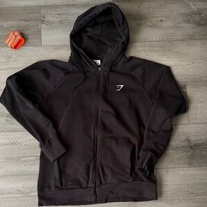Gymshark Black Full-Zip Hoodie with Subtle Logo